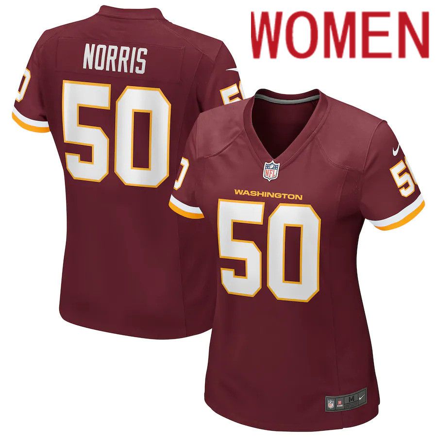 Women Washington Redskins #50 Jared Norris Nike Burgundy Game Player NFL Jersey